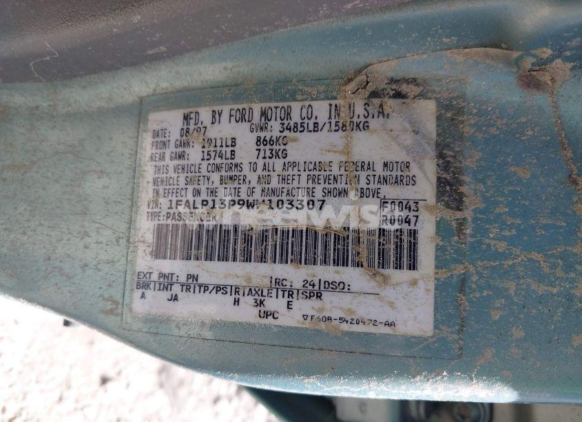 Photo 9 of 1998 Ford Escort SE (VIN 1FALP13P9WW103307)