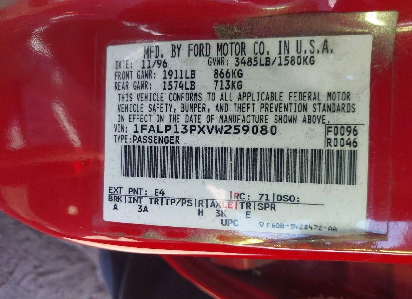 Photo 9 of 1997 Ford Escort LX (VIN 1FALP13PXVW259080)