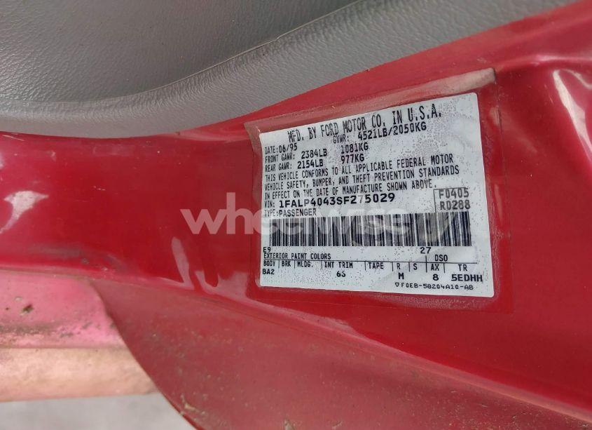 Photo 9 of 1995 Ford Mustang (VIN 1FALP4043SF275029)