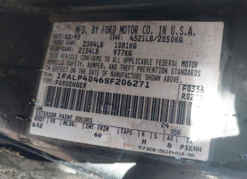 Photo 9 of 1995 Ford Mustang (VIN 1FALP4046SF206271)