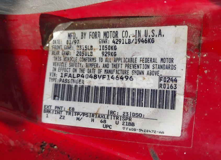 Photo 9 of 1997 Ford Mustang (VIN 1FALP4048VF146496)