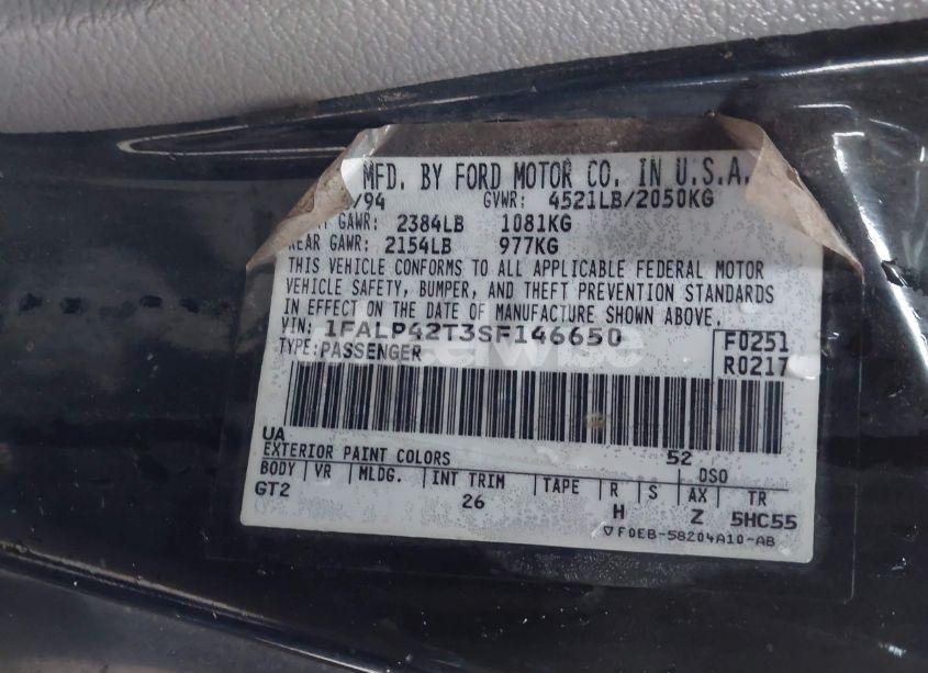 Photo 9 of 1995 Ford Mustang GT/GTS (VIN 1FALP42T3SF146650)