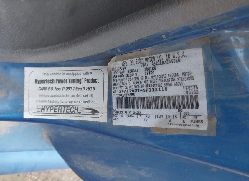 Photo 9 of 1995 Ford Mustang GT/GTS (VIN 1FALP42T4SF113110)