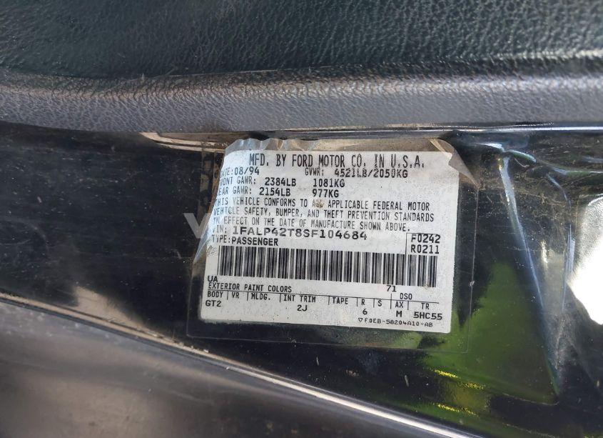 Photo 9 of 1995 Ford Mustang GT/GTS (VIN 1FALP42T8SF104684)