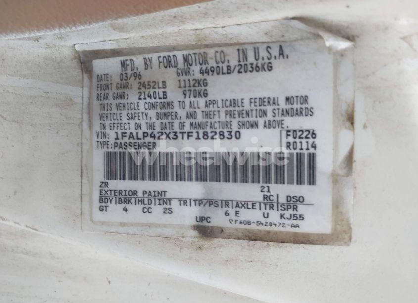Photo 9 of 1996 Ford Mustang GT (VIN 1FALP42X3TF182830)