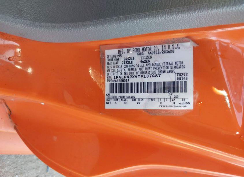 Photo 9 of 1996 Ford Mustang GT (VIN 1FALP42X4TF107487)