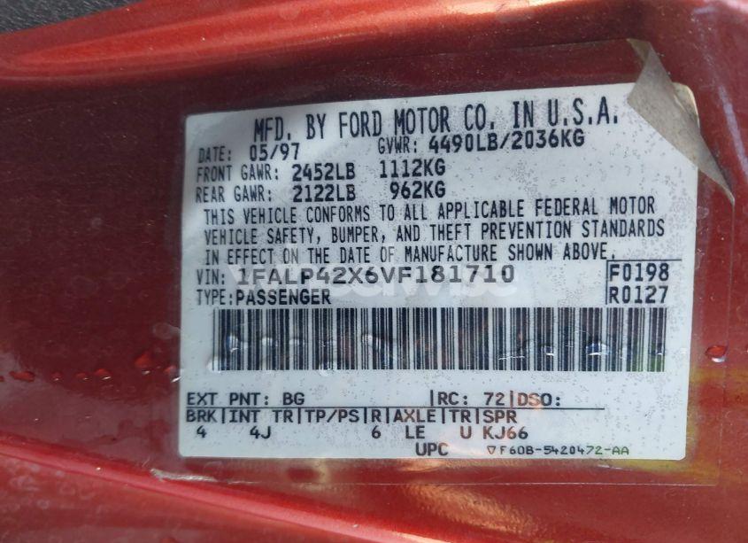 Photo 9 of 1997 Ford Mustang GT (VIN 1FALP42X6VF181710)