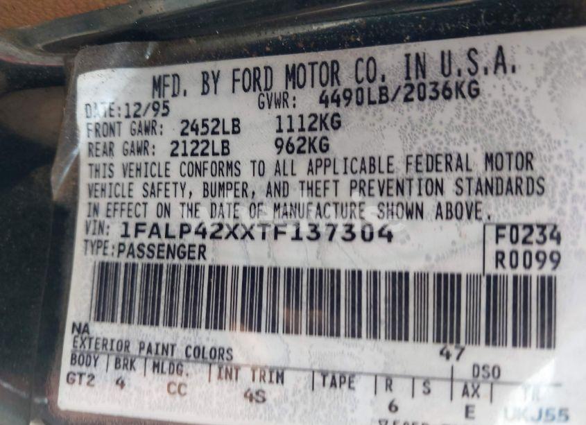 Photo 9 of 1996 Ford Mustang GT (VIN 1FALP42XXTF137304)