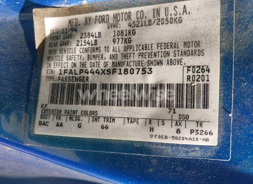 Photo 9 of 1995 Ford Mustang (VIN 1FALP444XSF180753)