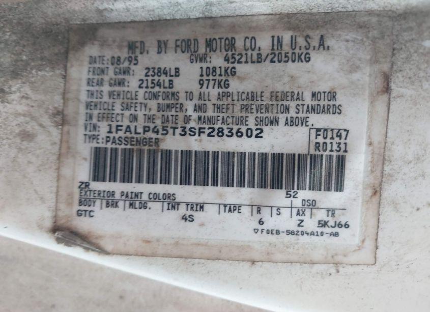Photo 9 of 1995 Ford Mustang GT/GTS (VIN 1FALP45T3SF283602)