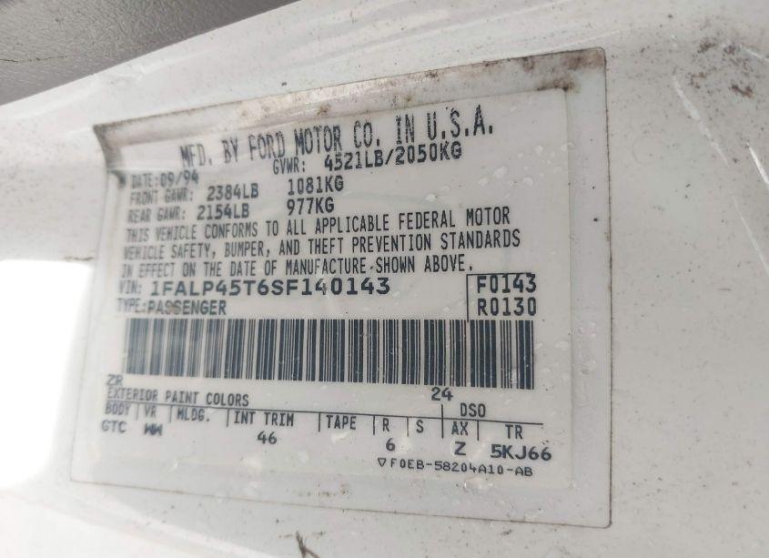 Photo 9 of 1995 Ford Mustang GT/GTS (VIN 1FALP45T6SF140143)