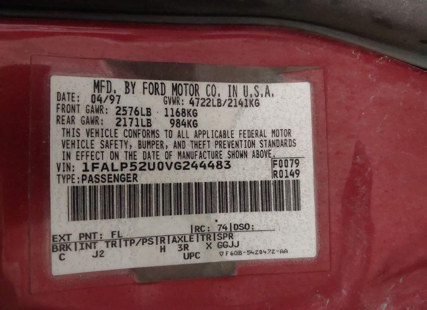 Photo 9 of 1997 Ford Taurus GL (VIN 1FALP52U0VG244483)