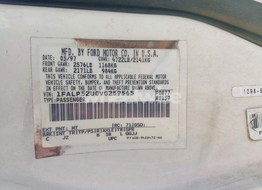 Photo 9 of 1997 Ford Taurus GL (VIN 1FALP52U0VG259565)