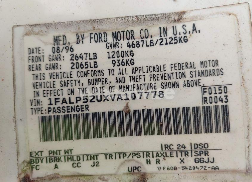 Photo 9 of 1997 Ford Taurus GL (VIN 1FALP52UXVA107778)