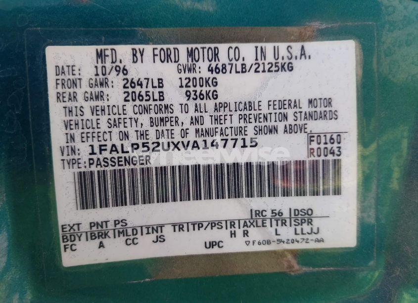 Photo 9 of 1997 Ford Taurus GL (VIN 1FALP52UXVA147715)