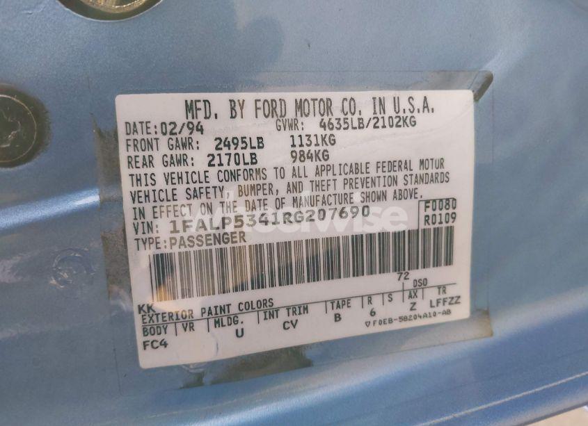 Photo 9 of 1994 Ford Taurus LX (VIN 1FALP5341RG207690)