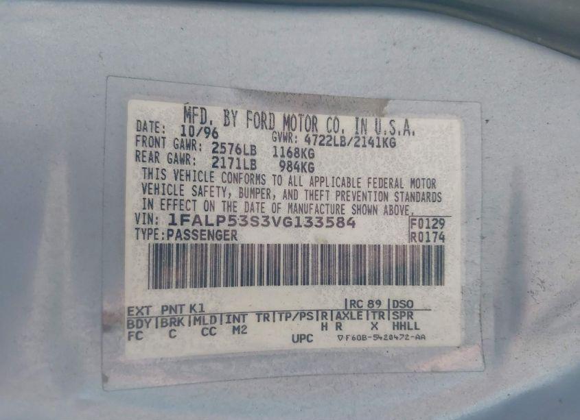 Photo 9 of 1997 Ford Taurus LX (VIN 1FALP53S3VG133584)