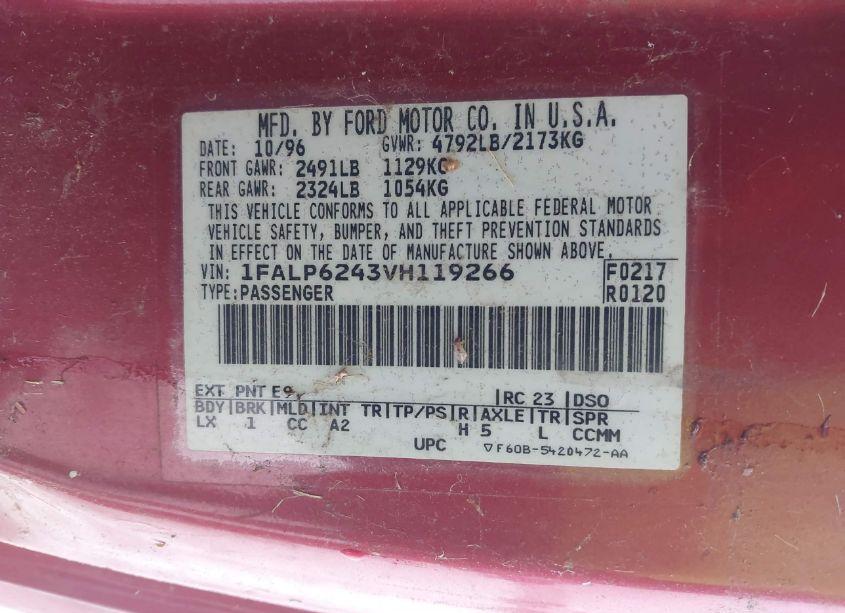 Photo 9 of 1997 Ford Thunderbird LX (VIN 1FALP6243VH119266)