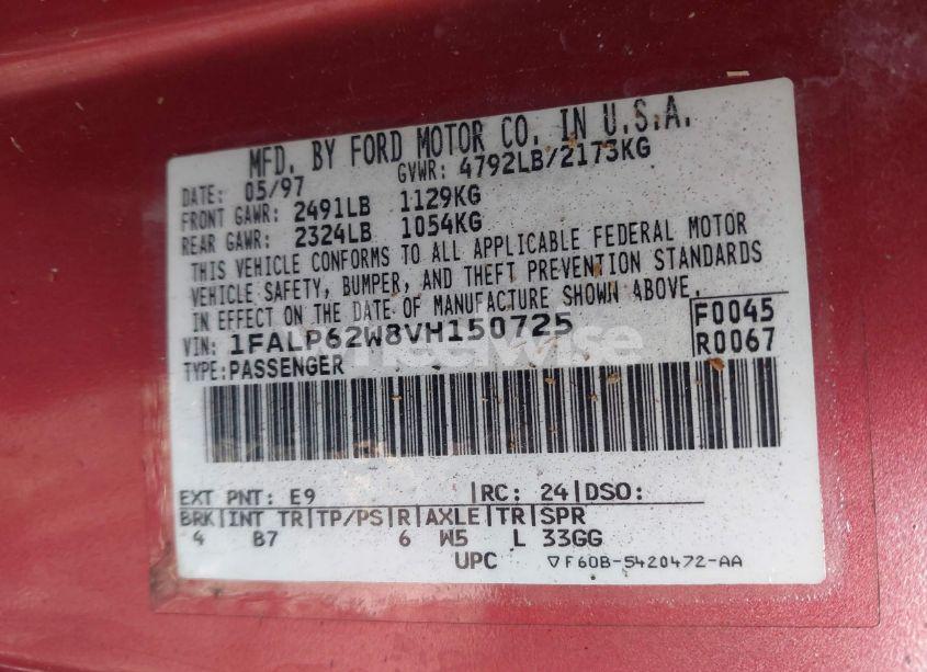 Photo 9 of 1997 Ford Thunderbird LX (VIN 1FALP62W8VH150725)