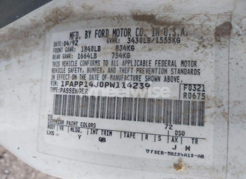 Photo 9 of 1993 Ford Escort LX (VIN 1FAPP14J0PW114239)