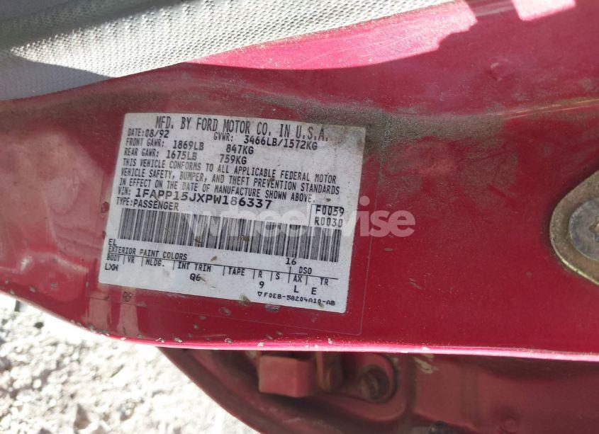 Photo 9 of 1993 Ford Escort LX (VIN 1FAPP15JXPW186337)