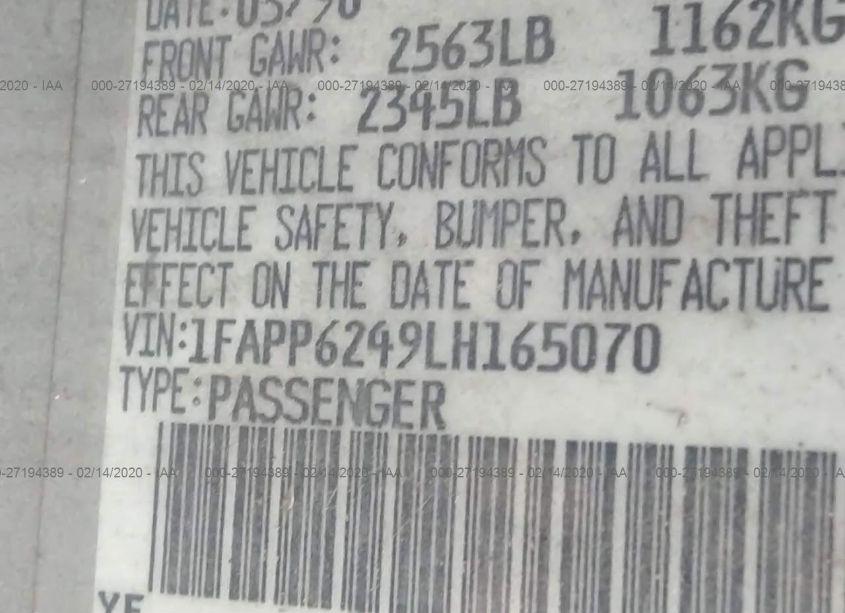 Photo 9 of 1990 Ford Thunderbird LX (VIN 1FAPP6249LH165070)