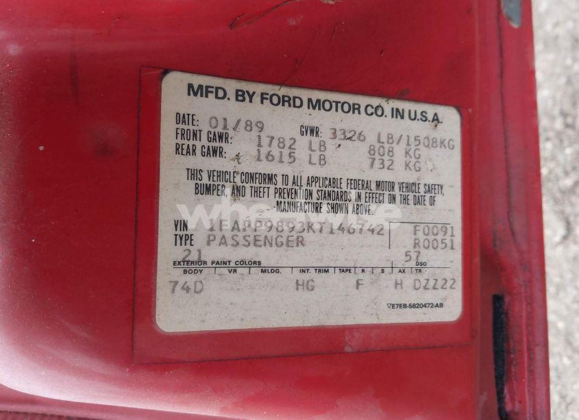 Photo 9 of 1989 Ford Escort LX (VIN 1FAPP9893KT146742)