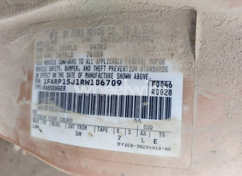 Photo 9 of 1994 Ford Escort LX/SPORT (VIN 1FARP15J1RW106709)