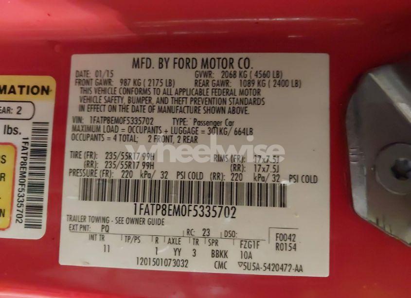 Photo 9 of 2015 Ford Mustang V6 (VIN 1FATP8EM0F5335702)