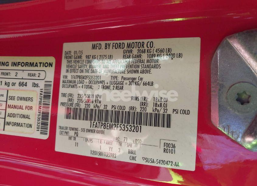 Photo 9 of 2015 Ford Mustang V6 (VIN 1FATP8EM2F5353201)