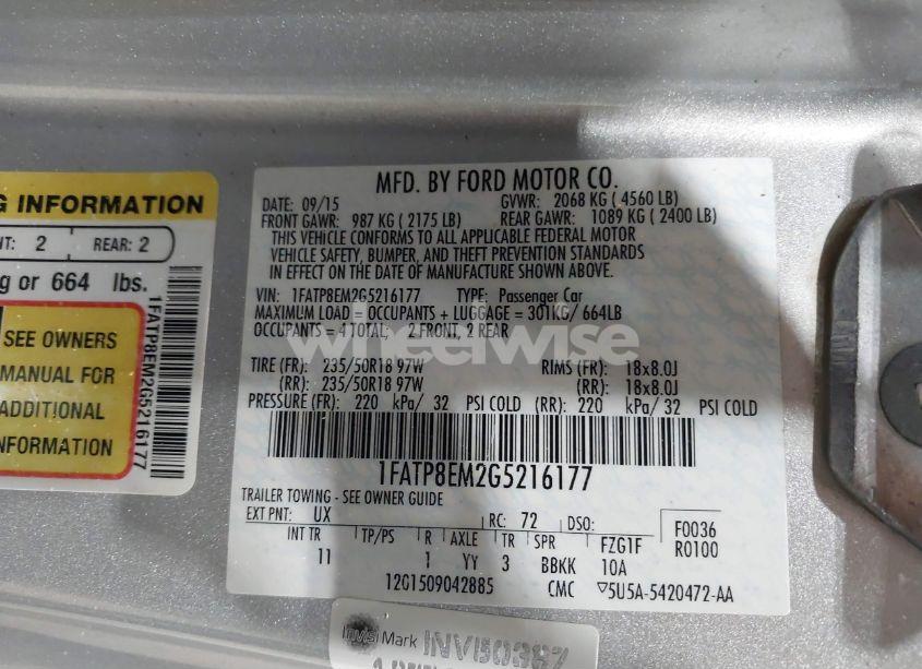 Photo 9 of 2016 Ford Mustang V6 (VIN 1FATP8EM2G5216177)