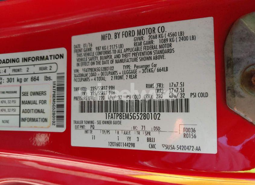 Photo 9 of 2016 Ford Mustang V6 (VIN 1FATP8EM5G5280102)