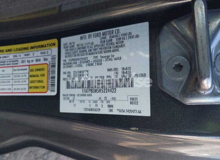 Photo 9 of 2017 Ford Mustang V6 (VIN 1FATP8EM5H5224422)