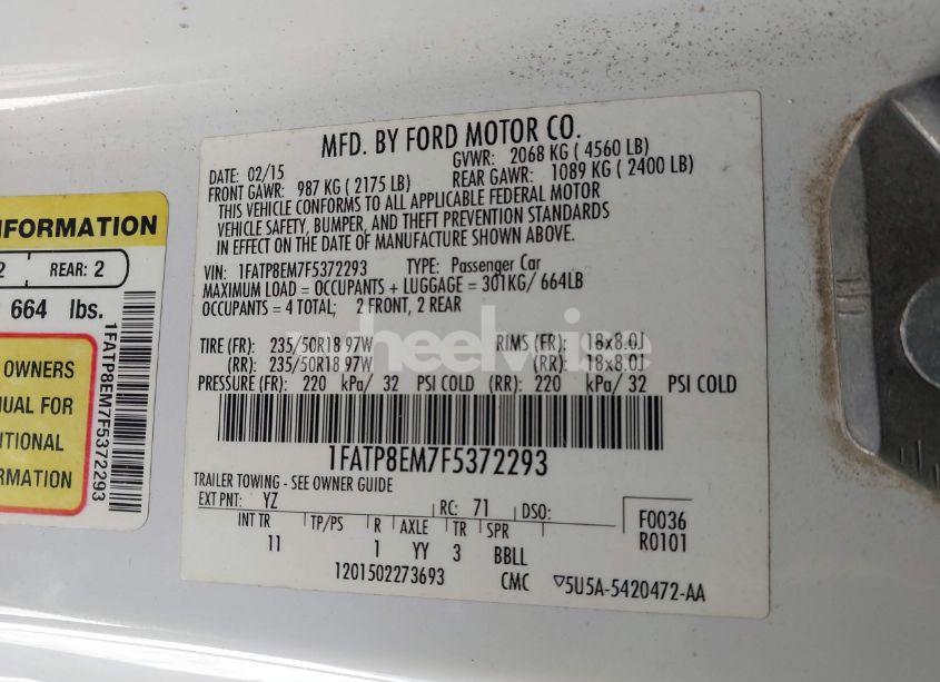 Photo 9 of 2015 Ford Mustang V6 (VIN 1FATP8EM7F5372293)