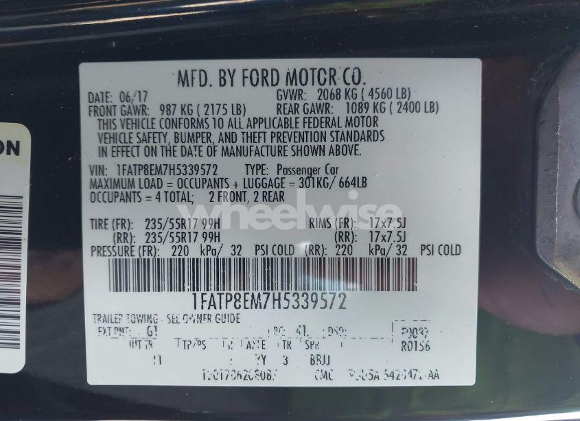 Photo 9 of 2017 Ford Mustang V6 (VIN 1FATP8EM7H5339572)