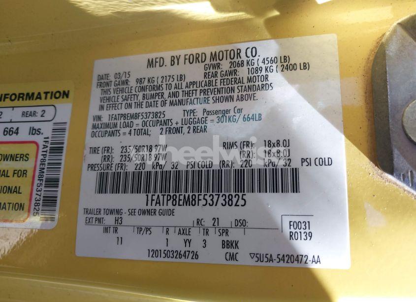 Photo 9 of 2015 Ford Mustang V6 (VIN 1FATP8EM8F5373825)