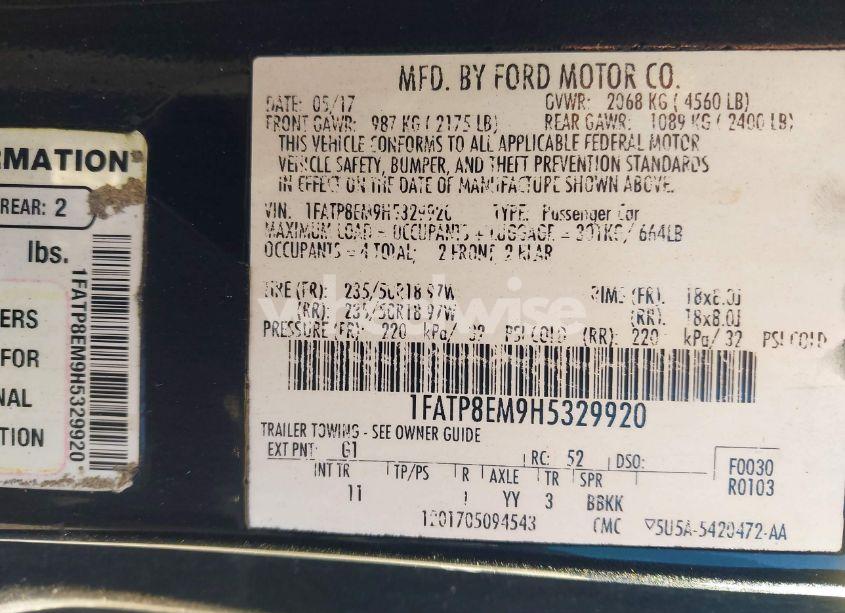 Photo 9 of 2017 Ford Mustang V6 (VIN 1FATP8EM9H5329920)