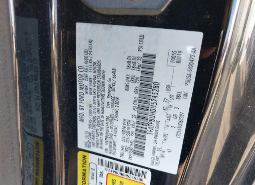 Photo 9 of 2017 Ford Mustang ECOBOOST PREMIUM (VIN 1FATP8UH0H5245280)