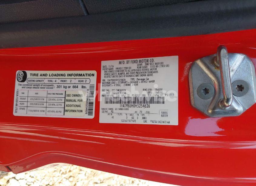 Photo 9 of 2017 Ford Mustang ECOBOOST PREMIUM (VIN 1FATP8UH0H5254626)