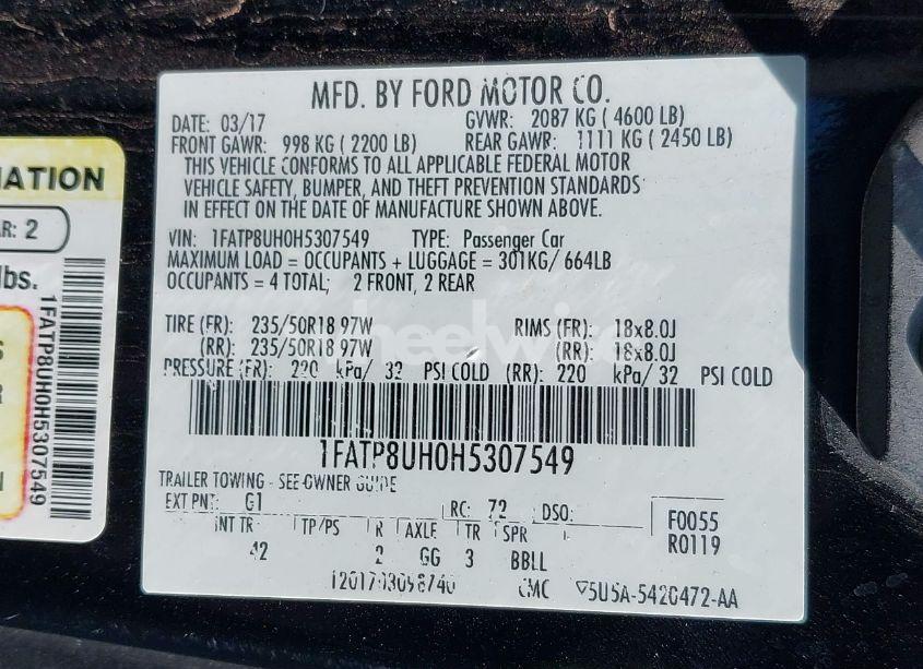 Photo 9 of 2017 Ford Mustang ECOBOOST PREMIUM (VIN 1FATP8UH0H5307549)