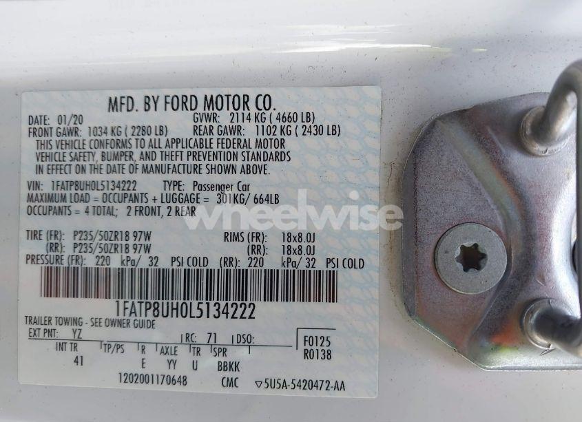 Photo 9 of 2020 Ford Mustang ECOBOOST PREMIUM (VIN 1FATP8UH0L5134222)