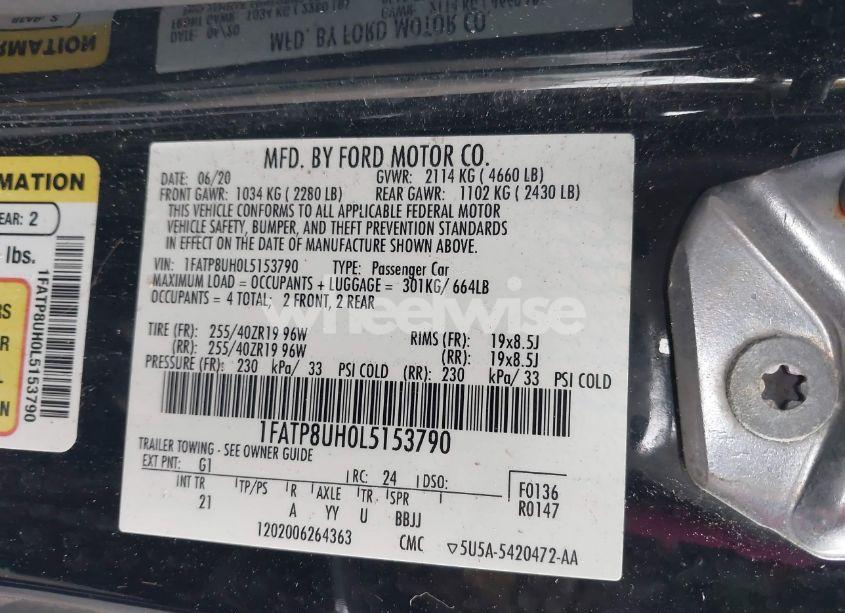 Photo 9 of 2020 Ford Mustang ECOBOOST (VIN 1FATP8UH0L5153790)