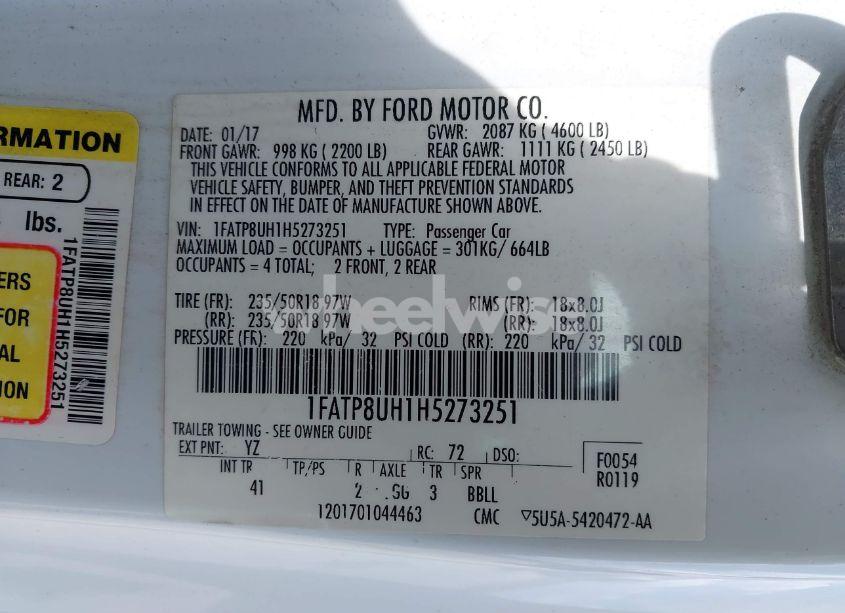 Photo 9 of 2017 Ford Mustang ECOBOOST PREMIUM (VIN 1FATP8UH1H5273251)