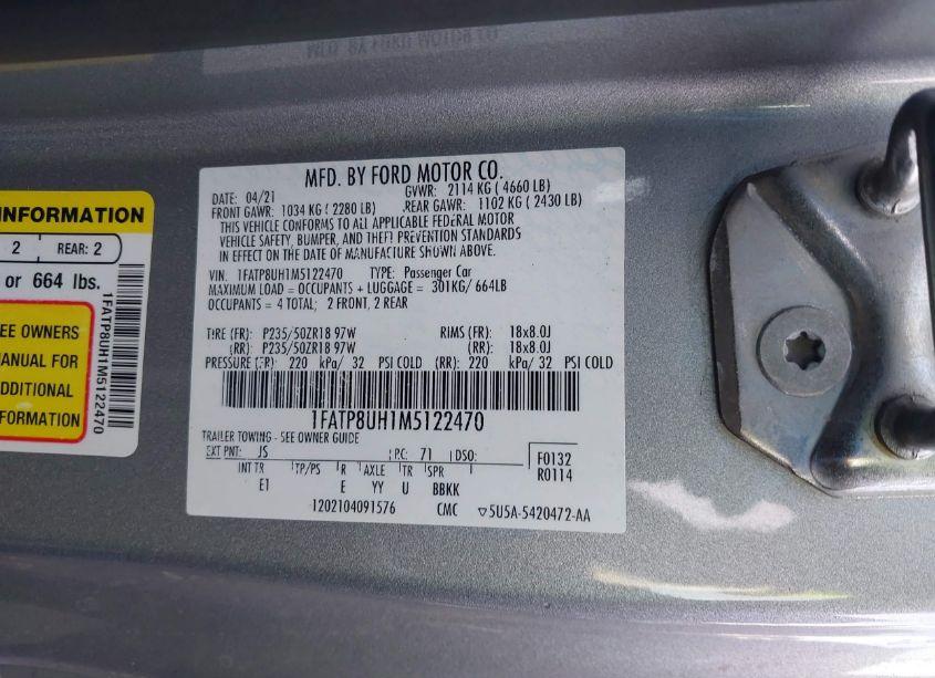 Photo 9 of 2021 Ford Mustang ECOBOOST PREMIUM (VIN 1FATP8UH1M5122470)