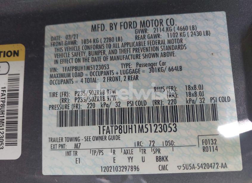 Photo 9 of 2021 Ford Mustang ECOBOOST PREMIUM (VIN 1FATP8UH1M5123053)