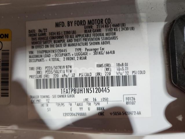 Photo 10 of 2022 FORD MUSTANG (VIN 1FATP8UH1N5120445)