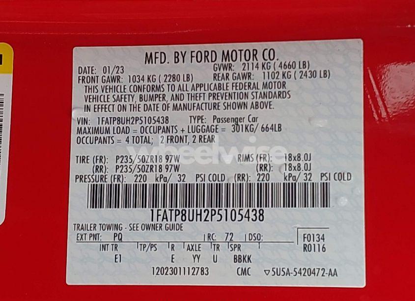 Photo 9 of 2023 Ford Mustang ECOBOOST PREMIUM (VIN 1FATP8UH2P5105438)