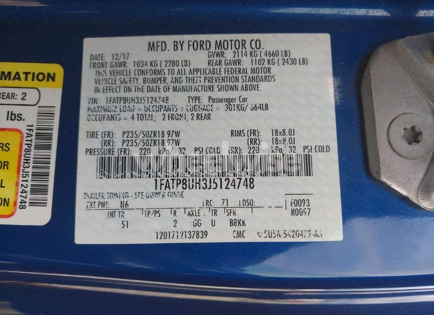 Photo 9 of 2018 Ford Mustang ECOBOOST PREMIUM (VIN 1FATP8UH3J5124748)