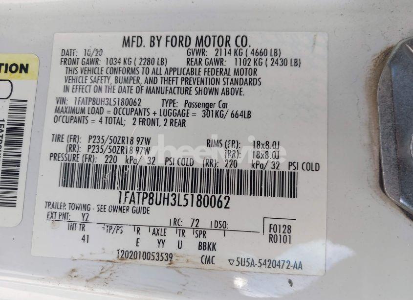 Photo 9 of 2020 Ford Mustang ECOBOOST PREMIUM (VIN 1FATP8UH3L5180062)