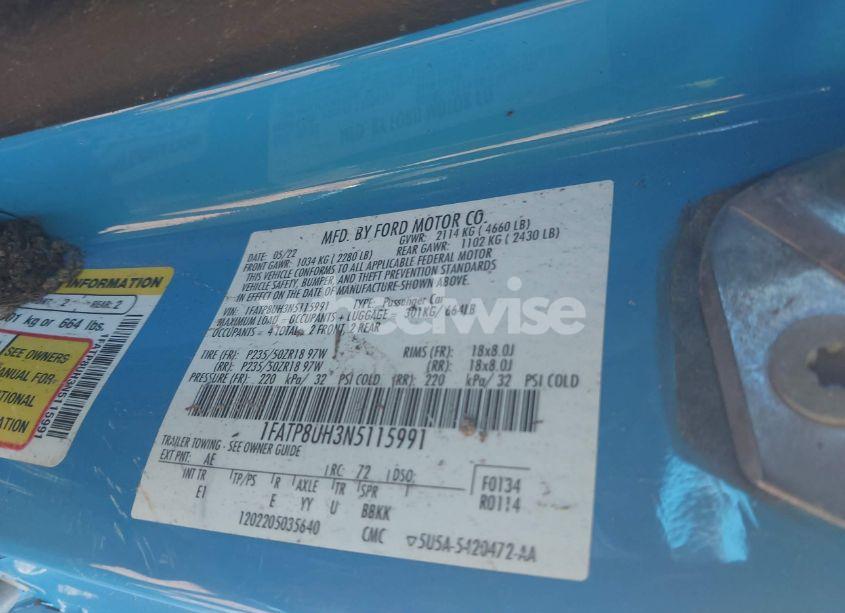 Photo 9 of 2022 Ford Mustang ECOBOOST PREMIUM (VIN 1FATP8UH3N5115991)